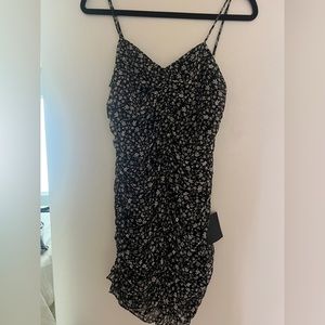 Lulu’s Ruched Black Floral Dress